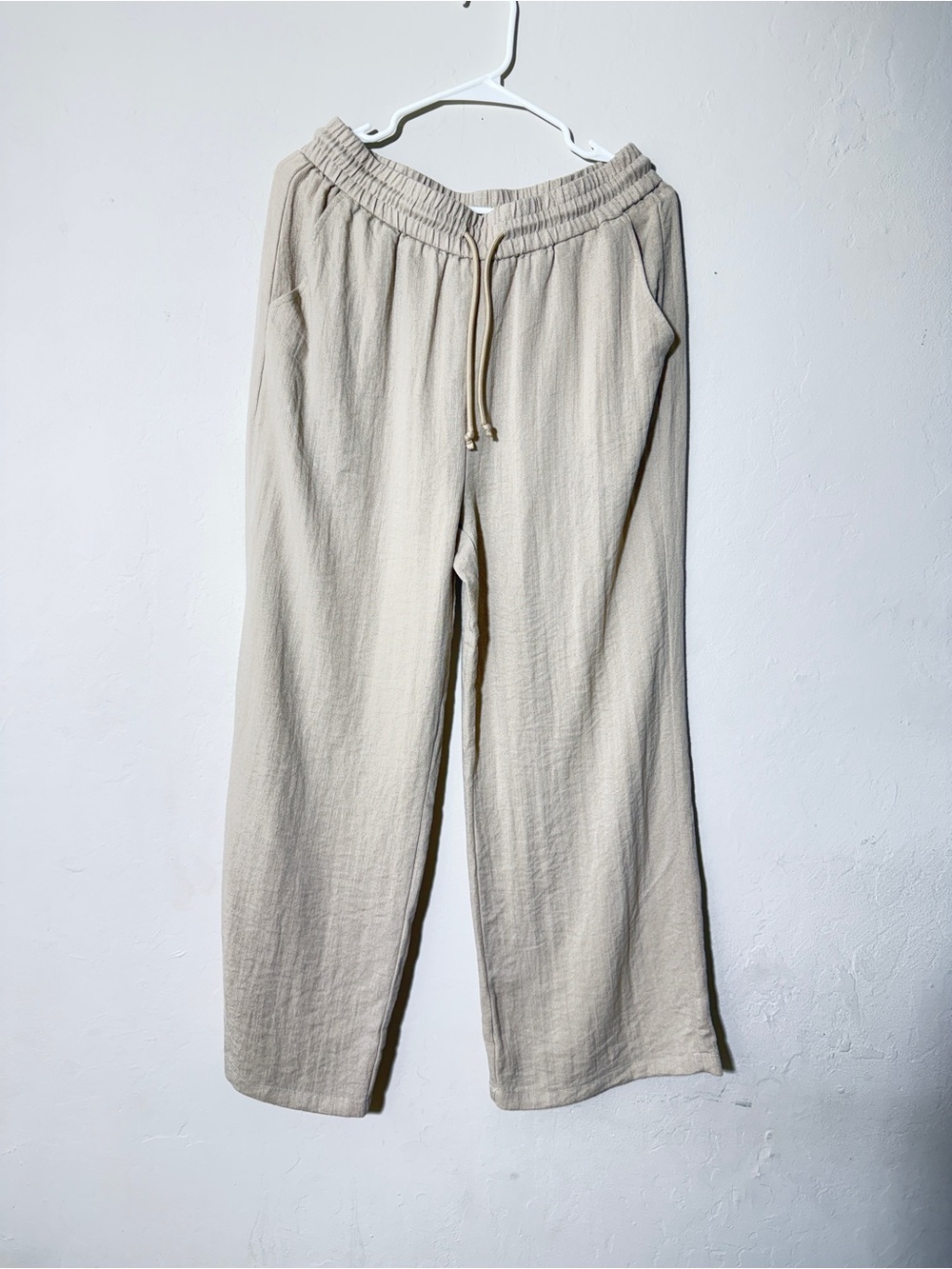 HALARA High Waisted Drawstring Pocket Wide Leg Baggy Casual Linen-Feel Pants - Picture 4 of 6
